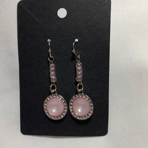 Pale pink and silver drop earrings